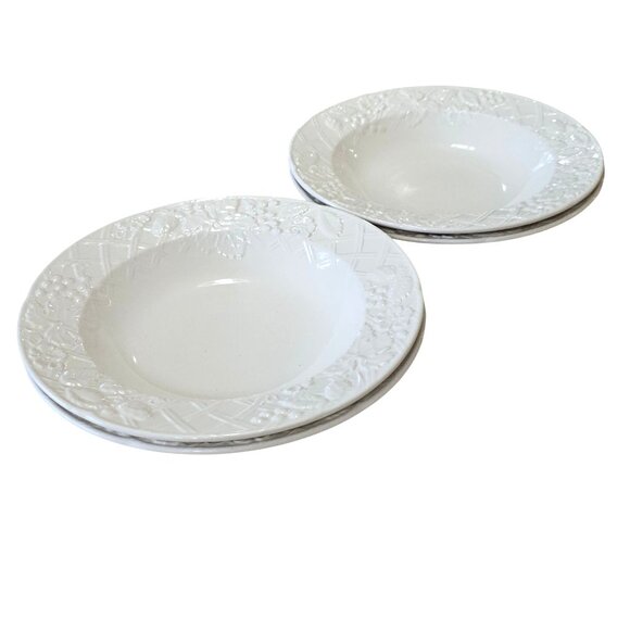 4 Mikasa English Countryside Soup Bowls 9" white embossed dishwasher microwave - Picture 2 of 9